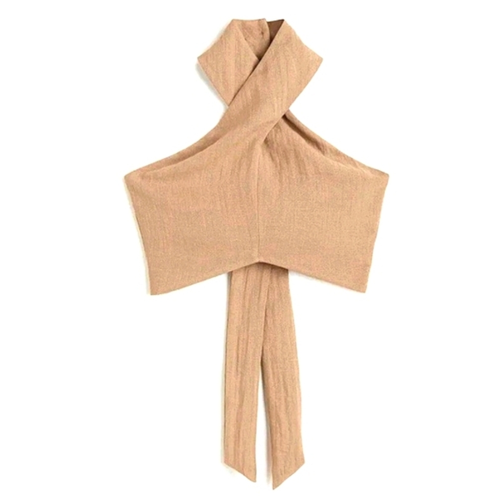 H&M Halterneck Cropped Top Light Beige Camel XS Festival Concert
